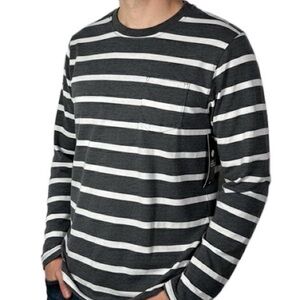 Zelos Long Sleeve Striped T-Shirt gray Charcoal Heather White Size L NWT